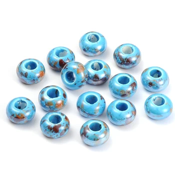 20szt 15mm ręcznie porcelany kulki ceramiczne koraliki perłowe Rondelle Spacer koralik do produkcji biżuterii naszyjniki bransoletki kolczyki