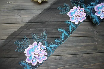 22 cm 8.66 cm szerokość-3 m/lot Diy Craft haftowane FloralTulle koronkowe wykończenie, siatka haft koronkowe wykończenie