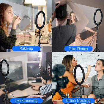 26 cm led selfie pierścień światła statyw zestaw pierścieni do smartfona VK Youtube makijaż video Studio statyw foto Oświetlenie