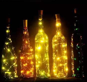 2M 20 LED LED Wine Bottle Cork String Lights, Christmas Silver Copper Wire Fairy Lights Home For Wedding Party Decoration holiday