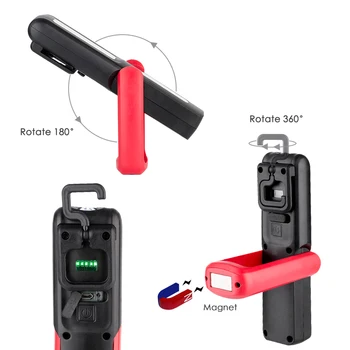 2szt USB Akumulator roboczy światła COB LED latarka wodoodporna kemping lampa przenośna latarka z Magnesem hak wyświetlacz zasilania