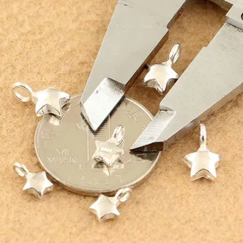 2szt gruby prawdziwy czysty solidny 925 srebro gwiazda pięcioramienna gwiazda wisiorek na naszyjnik bransoletka biżuteria DIY robi wnioski zawieszenia