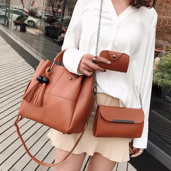 3 szt./kpl. luksusowe marki panie koraliki pędzelkiem torba dla kobiet faux leather top-handle bag Bolsos Mujer De Marca 2019 Famosa