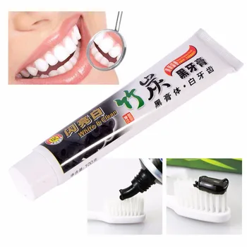3 szt./lot 100 g Pro bambusa węgiel wybielanie zębów usunąć plamy z zębów Czarna pasta do zębów