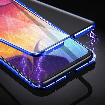 360 Pełna Magnetyczny Metal Podwójna Szyba Etui Do Telefonu Samsung S10 Etui Galaxy S8 9 A20 Magnes Adsorpcji Hartowane Szkło Pokrywa