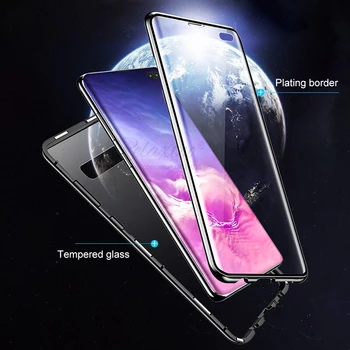 360 magnetyczny адсорбционный etui do telefonu Samsung s10 plus s10e podwójne hartowane szyba tylna case s 10 z odciskami palców odblokowania