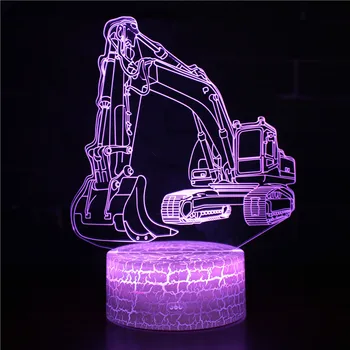 3D Night Light cool spychacz koparka ciężarówka samochód ciągnik samochód lampka nocna LED dla dzieci biurko lampa Dekoracyjna prezenty dla dzieci