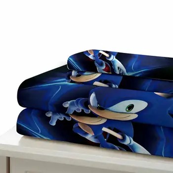 3D anime Sonic drukowanych pościeli kreskówka kołdrę zestaw prezenty dla dzieci zestawy domowe tekstylia zestaw łóżko Queen Size