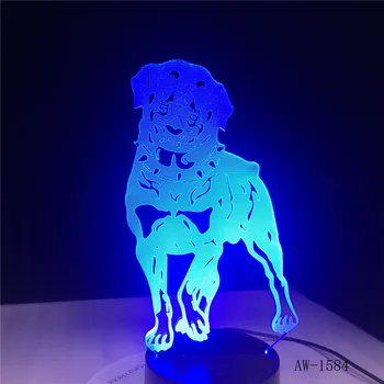 3D wizualna kontrolna buldog pudel jack russell terrier, rottweiler doberman LED Kids Night Light Dog Style lampa AW-1584