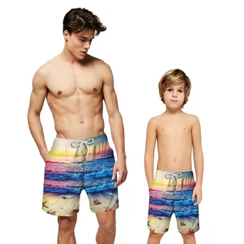 3d Print Board Shorts Family Matching Clothes Quick Dry Summer Mens Siwmwear Parent-child Beach Szorty i slipy męskie kąpielówki