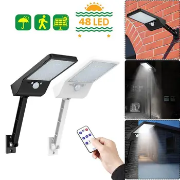 48 LED Outdoor Remote Control Solar Lamp Light PIR Motion Sensor IP65 Wall Lamp Outdoor Garden Decoration Street Light