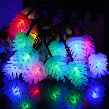 4M 20leds kolorowe Pinecone LED String Light wodoodporny Sosna stożek światła bożego narodzenia girlandy dla party dekoracje ślubne