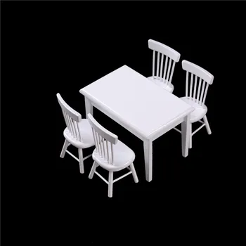 5 szt./kpl. 1/12 skala miniaturowy drewniany jadalnia krzesło stół zestaw mebli dla lalek domu miniaturowa kuchnia jedzenie, meble, zabawki