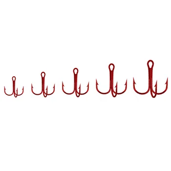 50 szt./kpl. Czerwony 2/4/6/8/10# ostrych haczyków stale wysokowęglowe nierdzewnej potrójny hak okrągły zakrzywiony trzy kotwice z skrzynią sprzęt wędkarski