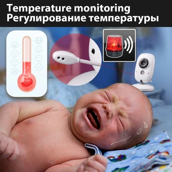 603 monitor cctv 3,2-calowy ekran LCD przenośny monitor IR noktowizor 2 sposób mówić kołysanki czujnik temperatury