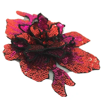 6szt 3d haftowane cekinami naszywki na ubrania kwiaty patch haft kwiat zroszony aplikacja Parches Ropa szyć na AC1368