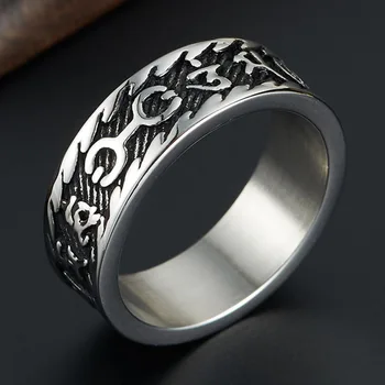 7,5 mm swastyka symbol swastyki pierścień ze stali nierdzewnej dla Sygnety Meski złoto czarny mężczyźni buddyjska mantra tybetańska pierścień pierścień