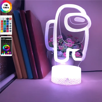 7 kolorów zmiana LED gra wśród nas 3D lampka nocna wizualne złudzenie figurka zabawki nowość światło na świąteczny prezent lampa stołowa