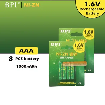 8 szt./lot nowy oryginalny BPI AAA 1000mAh 1.6 V 1.5 V NI-Zn NI Zn NIZN aaa małe саморазрядная bateria 1.5 V