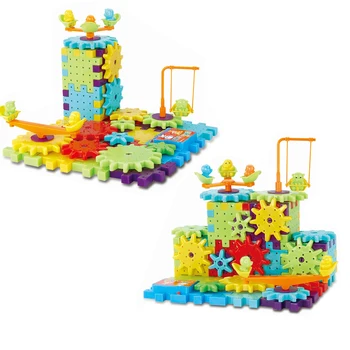 81 szt., elektryczne, koła zębate 3D bloki zestawy plastikowe klocki edukacyjne DIY zabawki dla dzieci, prezenty dla dzieci