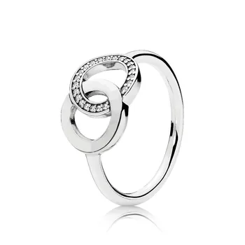 925 Srebro Panie Kobiety Kolor Srebrny Kolor Pierścień Biżuteria Logo Podpis Kryształ Wisiorek Serce Pierścień Dla Kobiet Biżuteria