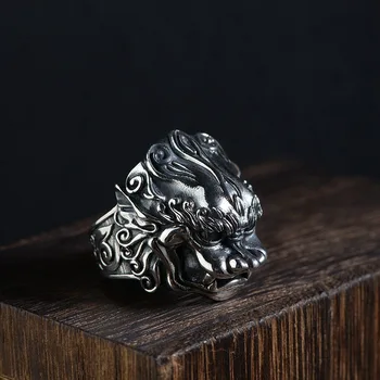 925 srebro biżuteria mężczyzna Lew pierścień antyczne punk akcesoria tajski Srebrny zmiana rozmiaru obrączki dla mężczyzn