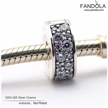 925 srebro próby połyskującą elegancja krzemu klip koraliki pasuje Pandora bransoletki kobiety DIY zawieszki 925 srebro biżuteria perles