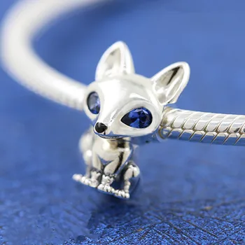 925Silver2020 New Autumn Blue-Eyed Fox Charms, Beads Fit Bracelet Original DIY Fine Jewellery For Women Gift