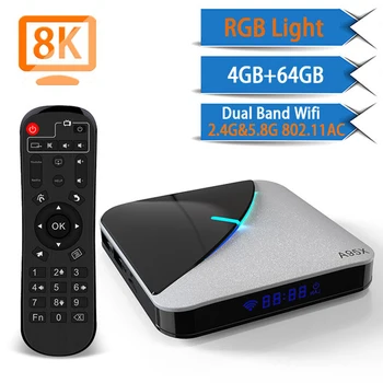 A95X F3 Air Amlogic S905X3 Android 9.0 TV BOX RGB Light 8K 4K wifi 4GB 32GB 64GB smart media player Set Top Box TV