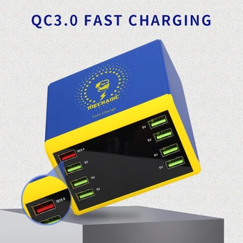 AC100V-240V LCD Digital Display Fast Charger 8 Port Support QC 3.0 With 10W Wireless Charger for Mobile Phone Repair Tools