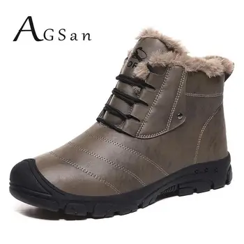 AGSan zima ciepłe botki rakiety śnieżne pluszowe buty dla rosjan wodoodporne, antypoślizgowe gumowe męskie buty ulica buty zasznurować buty