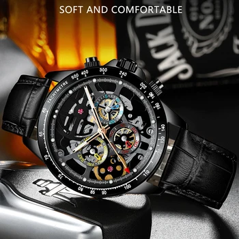 AILANG męski zegarek pełna czarny ze stali nierdzewnej automatyczny zegarek mechaniczny szkielet steampunk zegarek wodoodporny Relogio Masculino