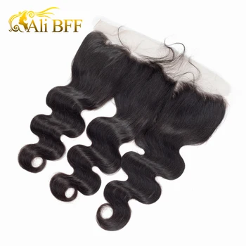 ALI BFF Human Hair Body Wave Bundles With Frontal 3 wiązki brazylijski włosy Bundles With Frontal 13x4 PrePlucked Remy Hair