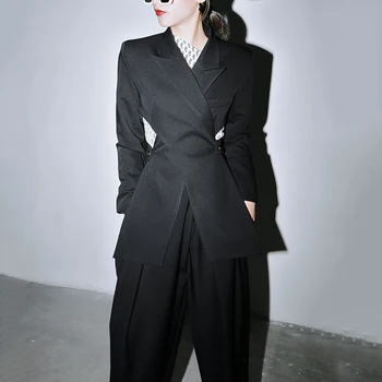 Ailigou 2020 Nowa letnia moda płaszcze damskie czarne asymetryczne pustą modne płaszcze damskie nieregularne codzienne płaszcz