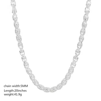 Aimarry srebra próby 925, 20-calowy, 5 mm okrągły zawór łańcuch Naszyjnik dla kobiet, mężczyzn Świąteczny Urok prezenty ślubne biżuteria