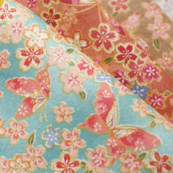 Air popo house wzór саржевая tkanina bawełniana i japoński styl Cherry Blossom butterfly 3-kolorowy delikatna złota tkanina