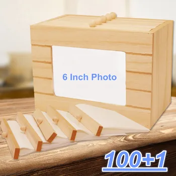 Album drewniane pudełko do przechowywania pomysłów na wesele dla dzieci zdjęcie pudełka, albumy DIY dekoracyjne retro skrzyni 101 szt. zdjęcia przechowywania 6 cali