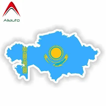 Aliauto osobowość oszczędny samochód naklejka Kazachstan mapa flaga wodoodporny krem do opalania naklejki kask akcesoria,15 cm*8 cm