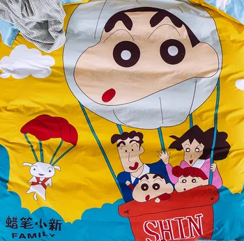 Anime ołówek Shin-chan zestaw pościeli dla dzieci wysokiej jakości bawełna jesień kołdrę prześcieradło i poszewki 3/4 sztuki Twin Queen size 2019