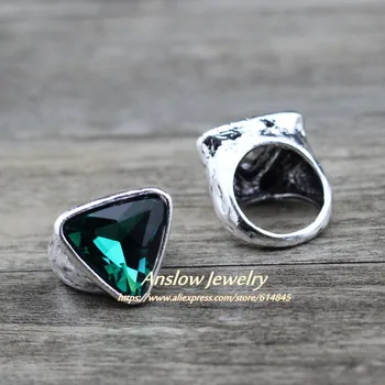 Anslow moda biżuteria Urok klasyczny design miłość para trójkąt Kryształ kobiety pierścień ślub Walentynki prezent LOW0025AR
