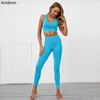 Antibom dres damski dres fitness siłownia energii zestaw bezszwowe biustonosz z okładziną, odporny na wstrząsy Wysoka Talia legginsy hip kształtowanie