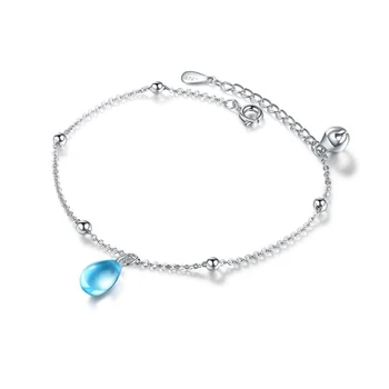 Aurora słodki niebieski Kryształ szklany siatka 925 srebro próby temperament kobiet literacki modny zmiana rozmiaru bransoletki SBR093