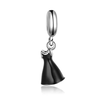 Autentyczne 925 srebro, czarna sukienka glazury naszyjnik koraliki do oryginalnych Pandora Uroku bransoletki i bransoletki biżuteria