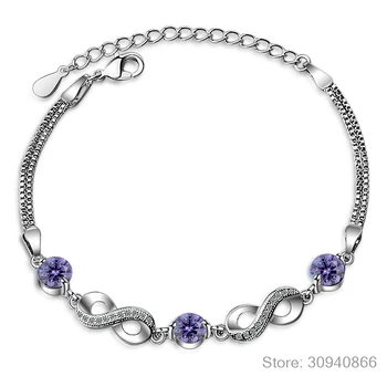 Autentyczne 925 srebro próby Nieskończona miłość nieskończoność łańcuszek regulowany kobieta bransoletka luksusowe srebrne biżuteria SCB037
