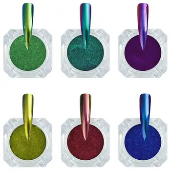 BIUTEE 6 kolorów paznokci połysk chrom lustro proszek metaliczny błyszczący pigment manicure akryl puder zestaw klasyczny kolor