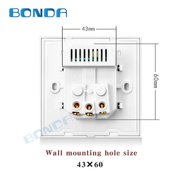 BONDA dual USB power socket EU French standard wall socket charger adapter electric wall charger adapter hartowana szklany panel