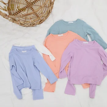Baby Boy Girl piżamy zestawy żebrowane piżamy kolory cukierki maluch bawełniane piżamy Dziecięce body domowy komplet 2 szt. Odzież 1-7Y