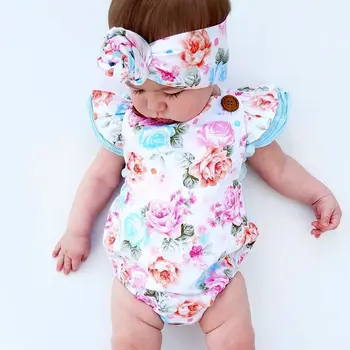 Baby Girl Clothes urocze body dla dzieci dziewczyny kwiatowe body śliczne całe letnie ubrania Sunsuit Set odzież Dziecięca