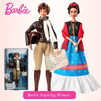 Barbie inspirujące kobiety seria aviator Amelia Earhart artysty Frida kolektory lalka dla dziewczynki prezent FJH62