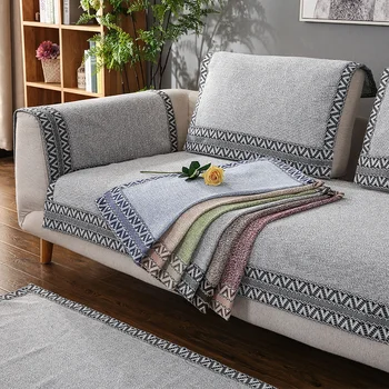 Bawełniana, lniana tkanina pokrowiec na kanapie etui na kanapie ręcznik jednolity kolor etui pokrowiec kanapy do siedzenia w salonie kanapa Narożna ręcznik